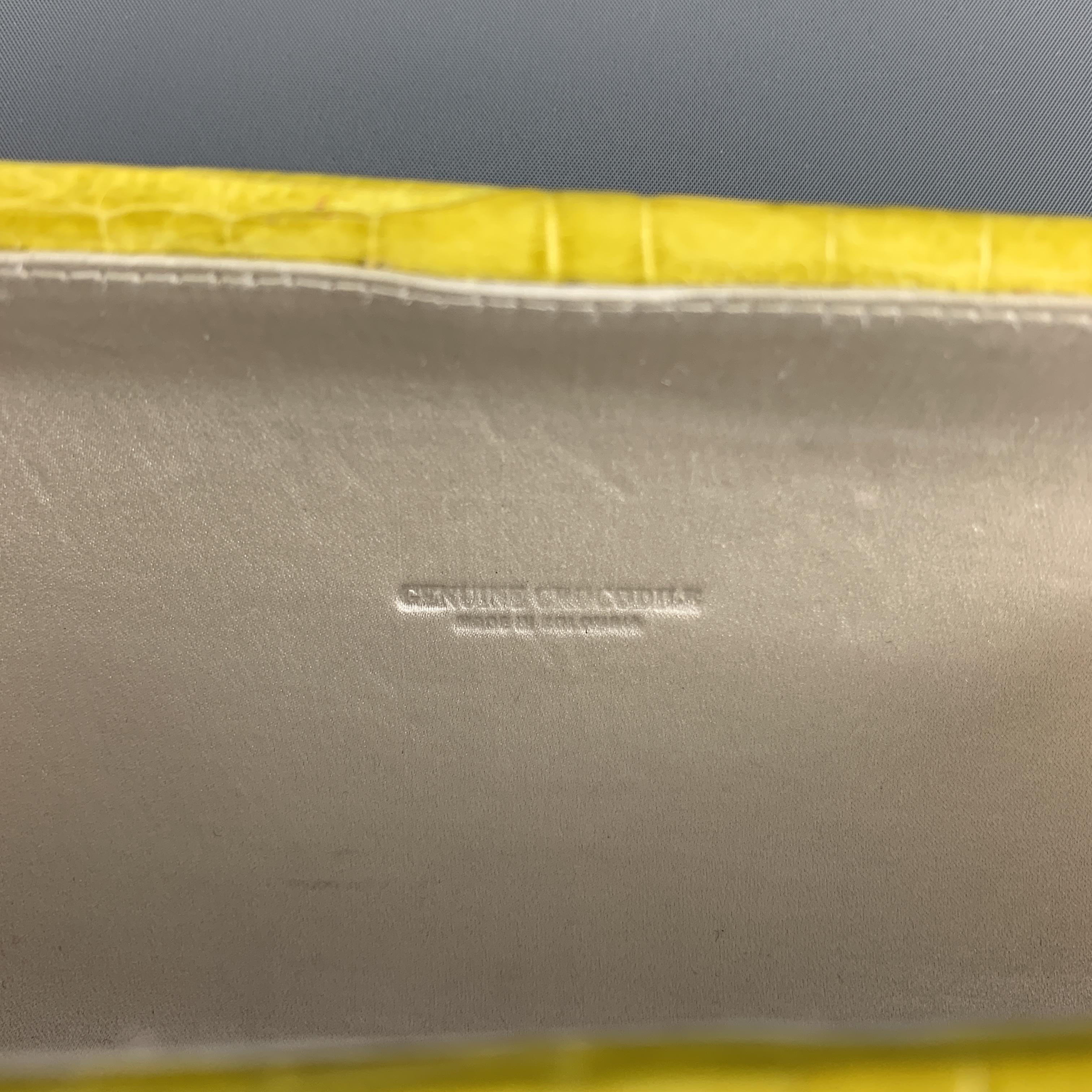 NANCY GONZALEZ Yellow Crocodile Clutch Handbag 1