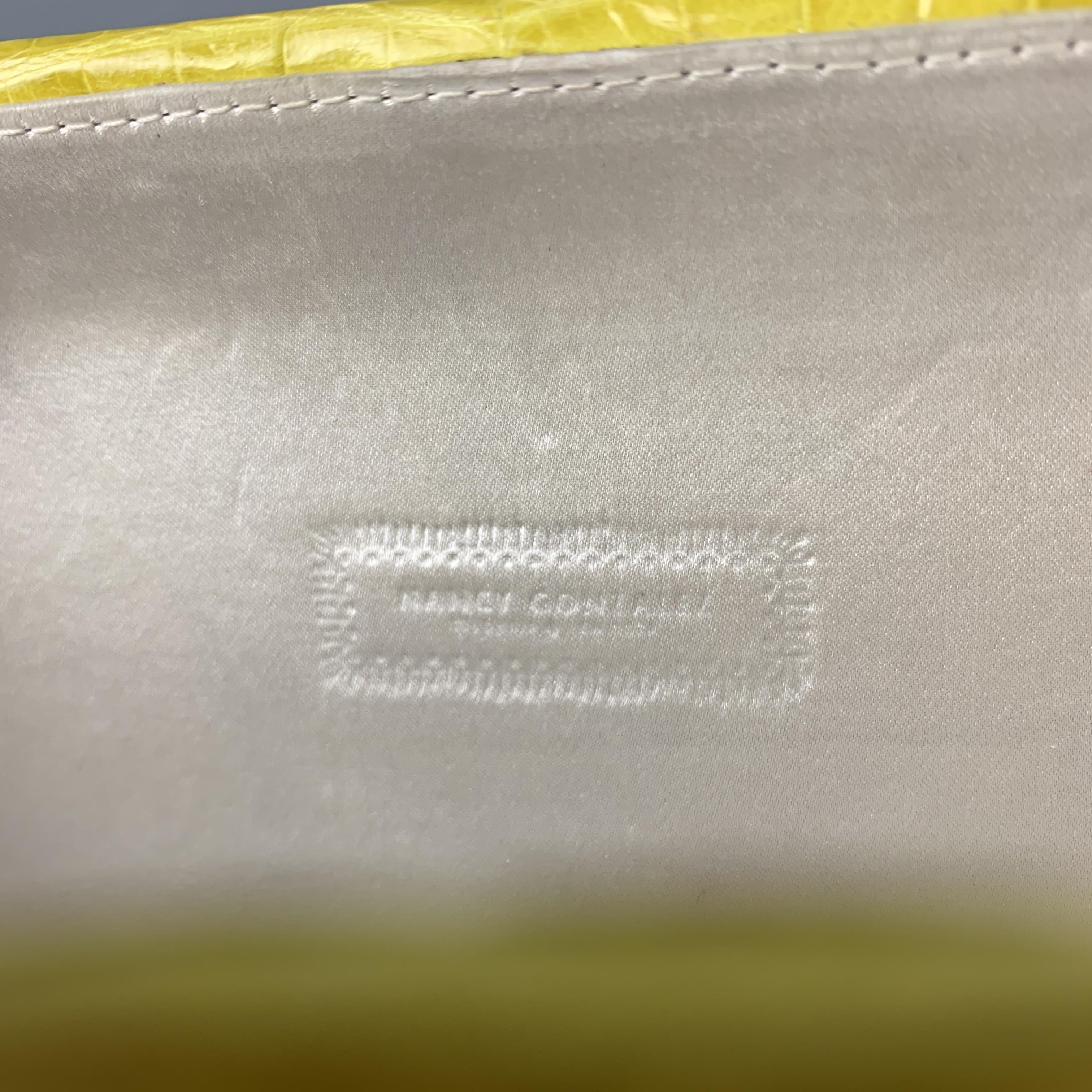 NANCY GONZALEZ Yellow Crocodile Clutch Handbag 2