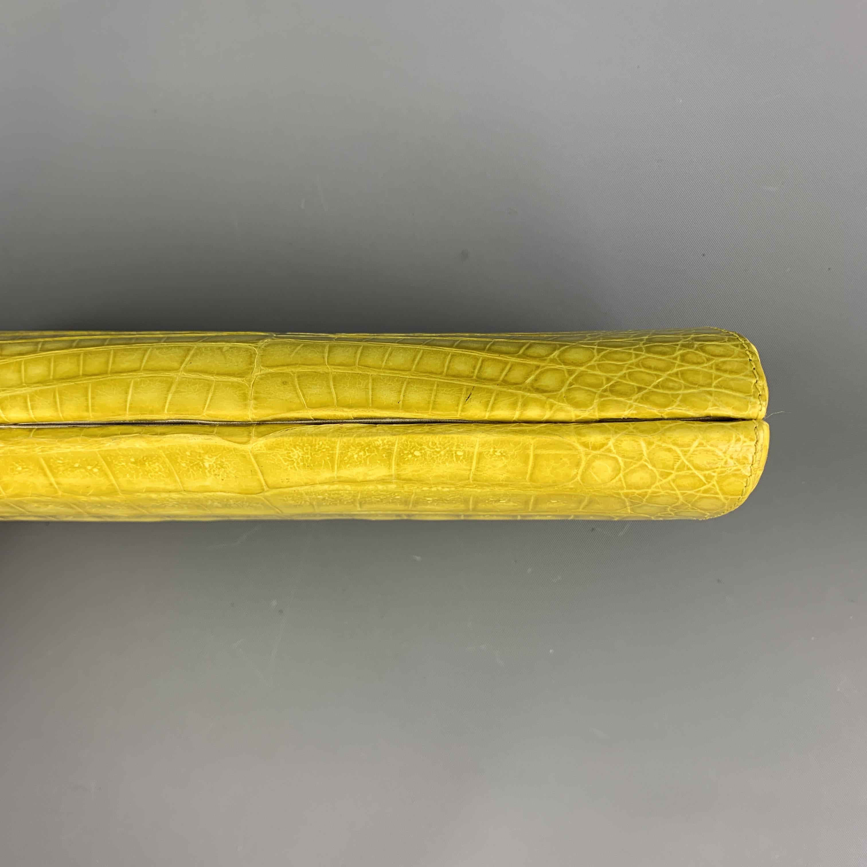 NANCY GONZALEZ Yellow Crocodile Clutch Handbag 3