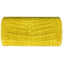 Used NANCY GONZALEZ Yellow Crocodile Clutch Handbag