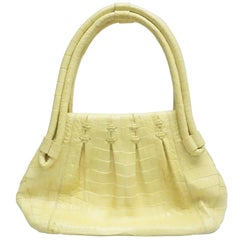 Used Nancy Gonzalez Yellow Crocodile Shoulder Handbag