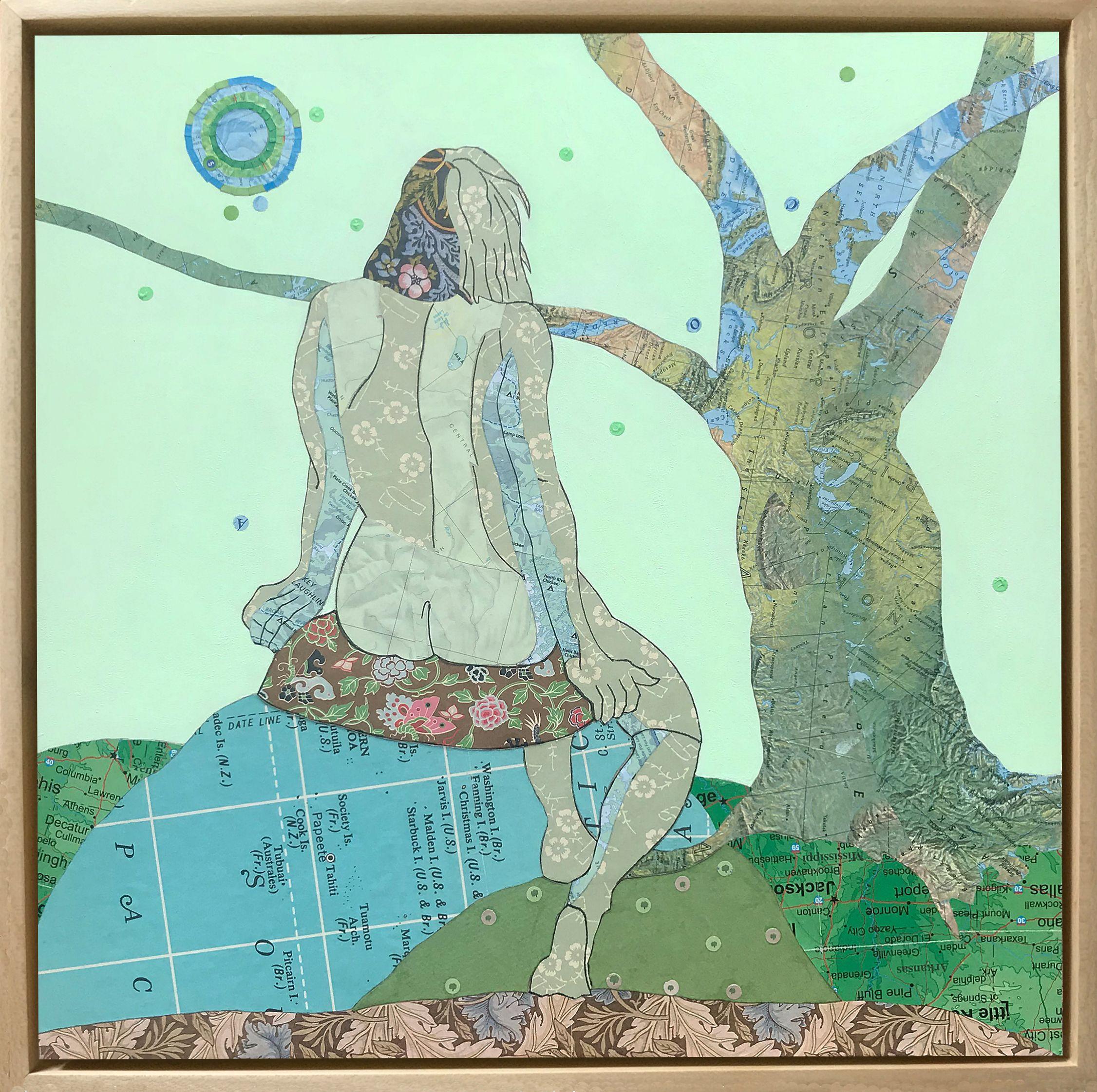 Green Meditation, Mixed Media on Wood Panel - Mixed Media Art by Nancy Goodman Lawrence