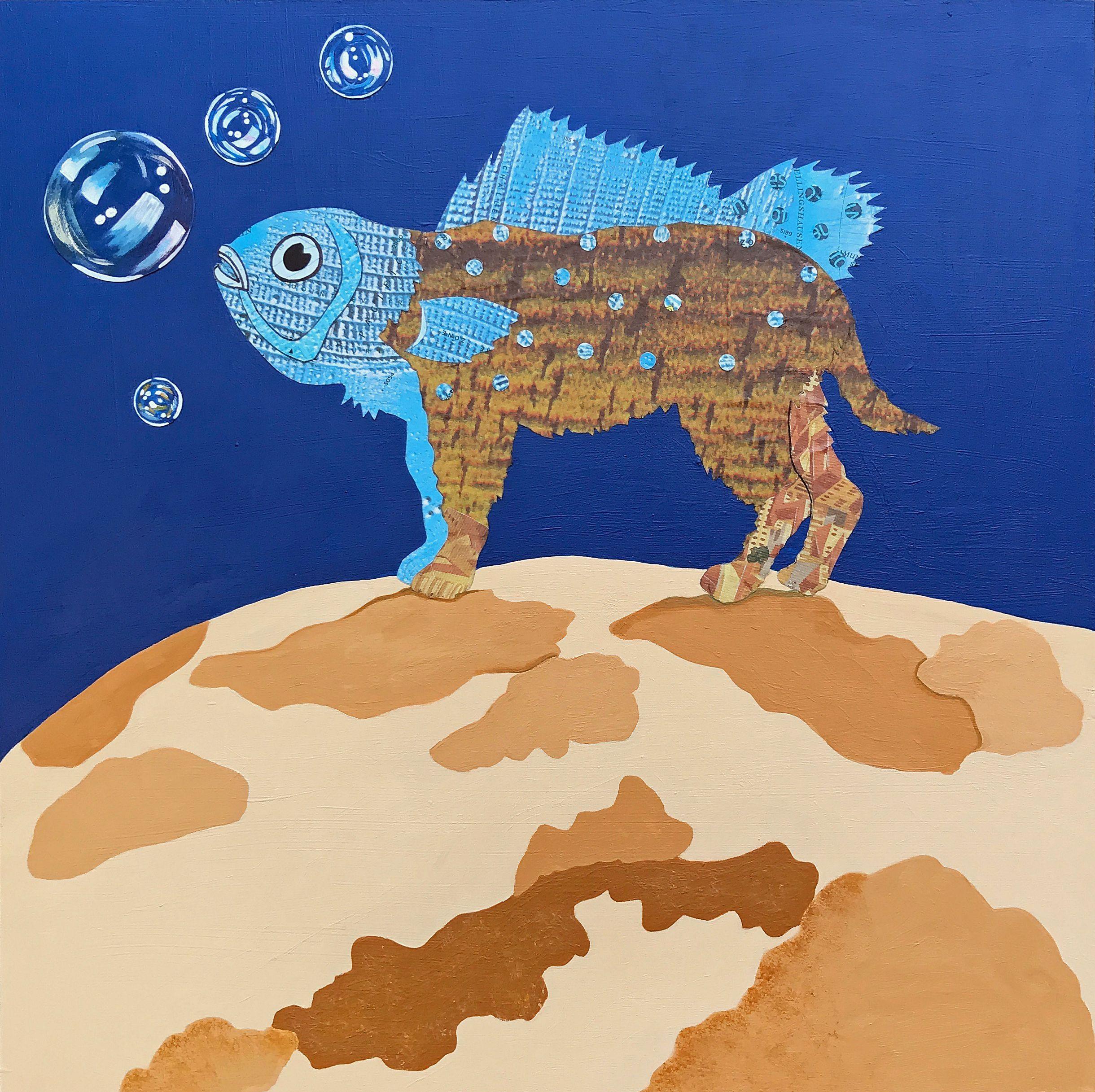 Hybrids Make the Best Pets, Mixed Media on Wood Panel - Mixed Media Art by Nancy Goodman Lawrence