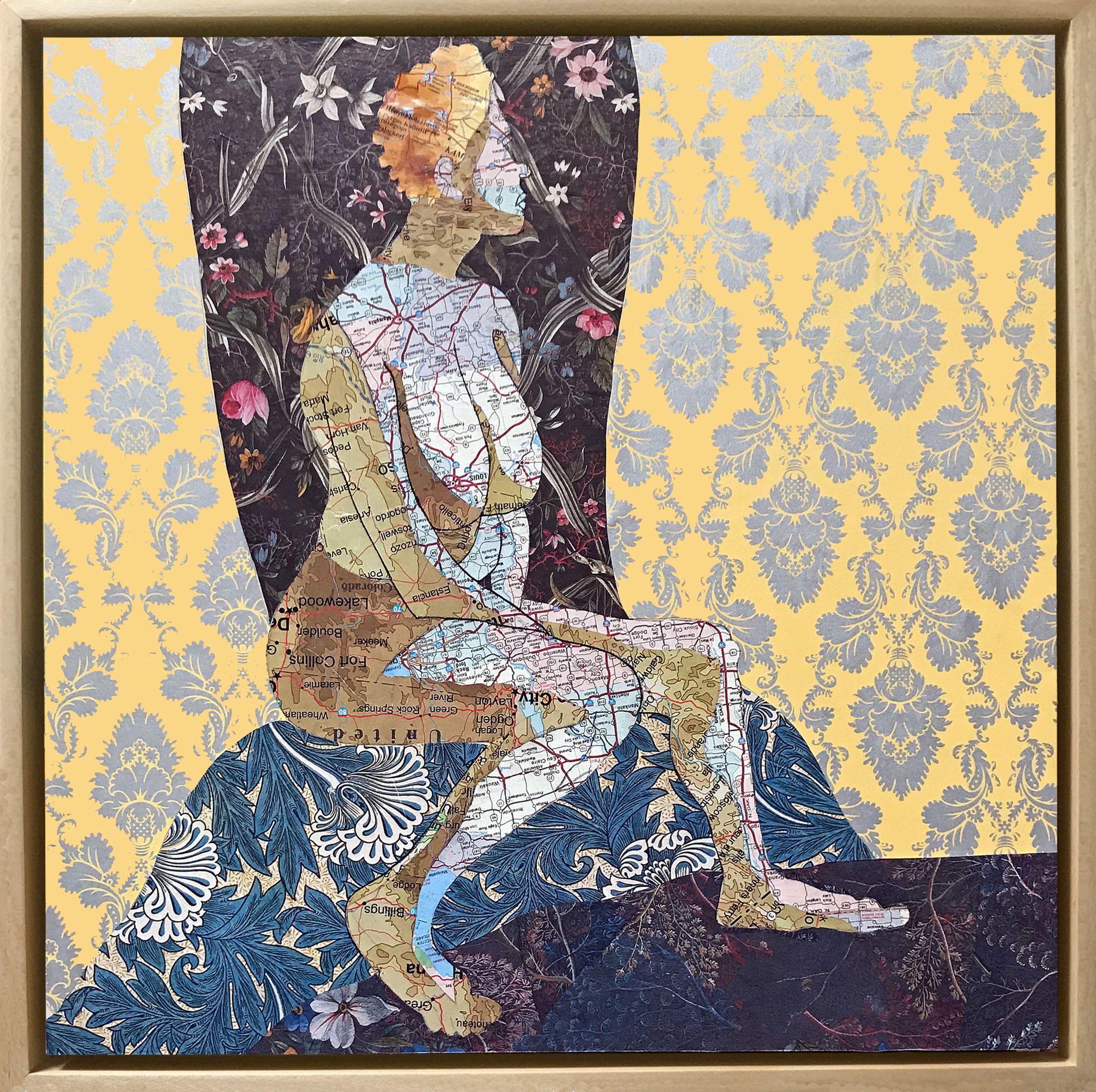 Woman in Repose, Mixed Media on Wood Panel - Mixed Media Art by Nancy Goodman Lawrence