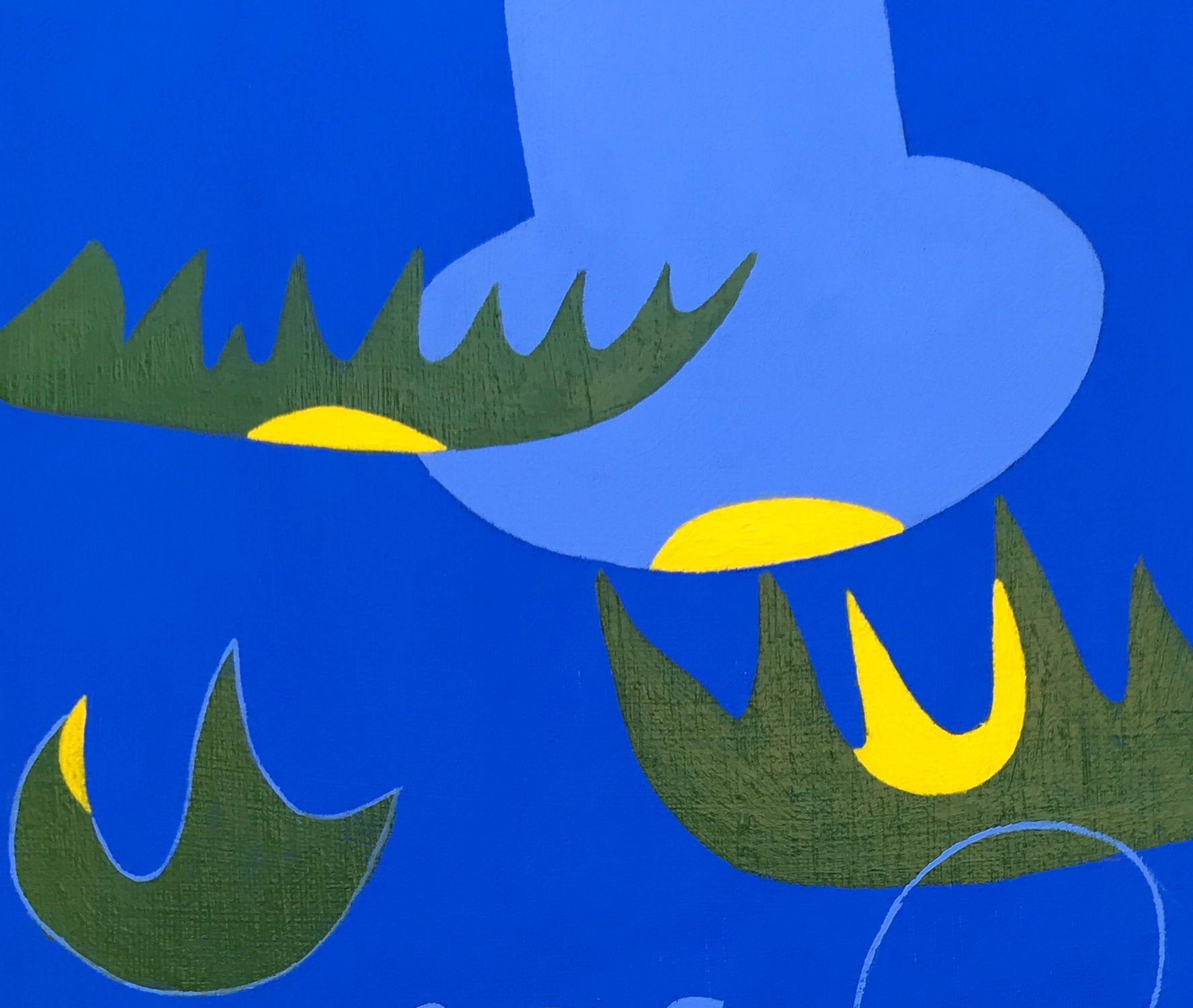 Un piccolo quadro blu, Pittura, Acrilico su tela - Painting di Nancy Goodman Lawrence