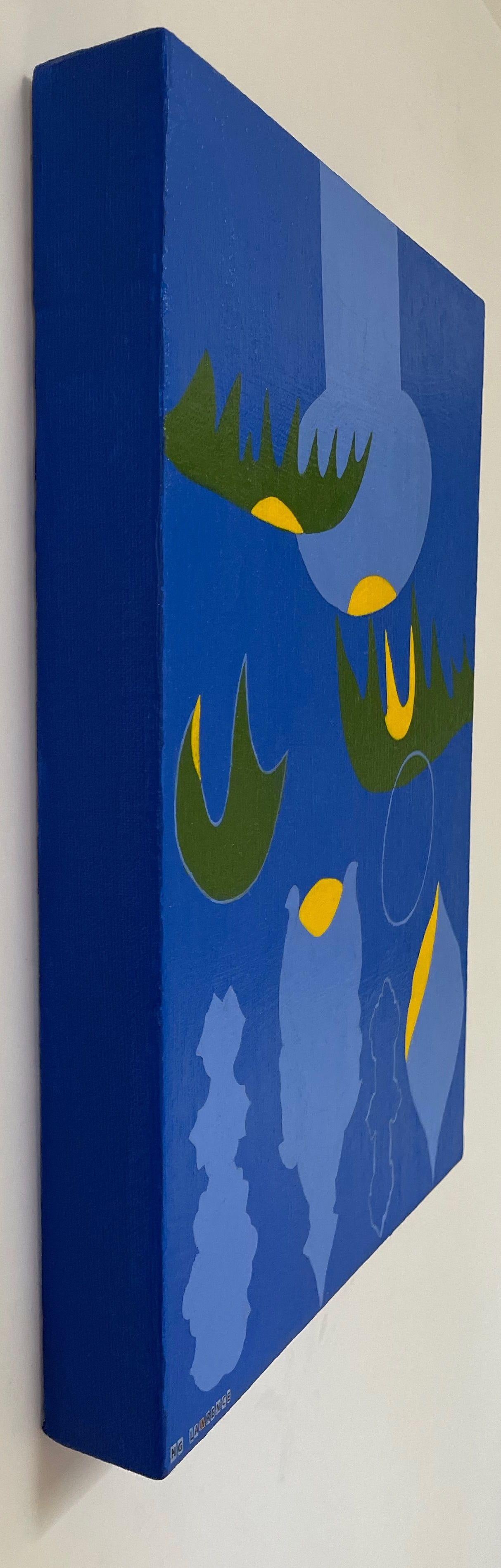 Un piccolo quadro blu, Pittura, Acrilico su tela - Painting Astratto di Nancy Goodman Lawrence