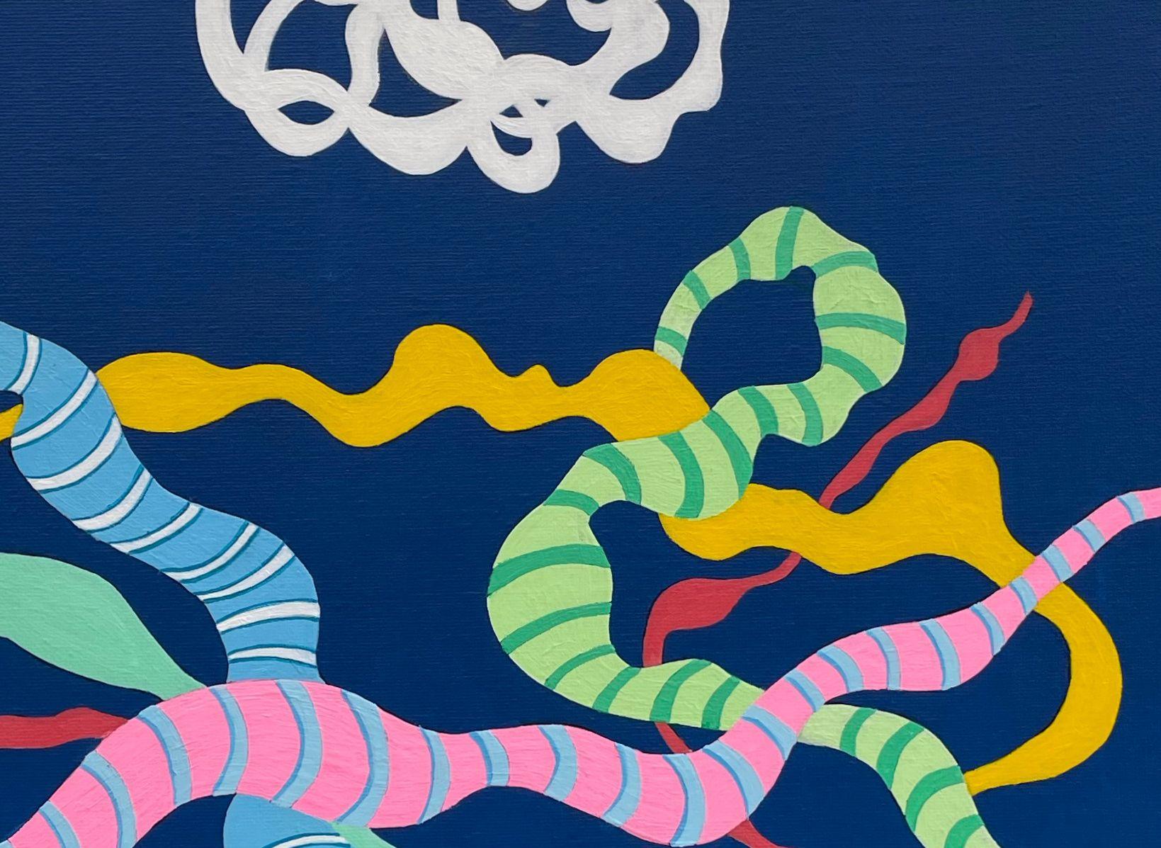 Tangled, Pittura, Acrilico su tela - Painting Astratto di Nancy Goodman Lawrence