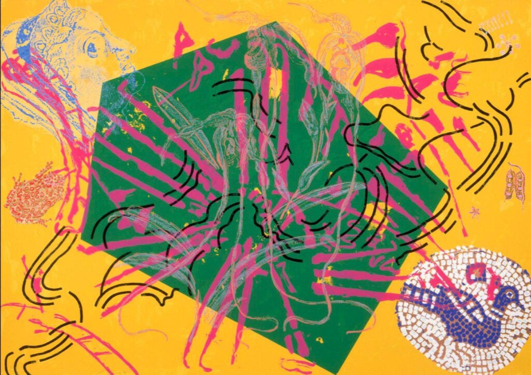 Nancy Graves Abstract Print - 5745 Jewish Museum Hanukkah original Signed/n abstract expressionist screenprint