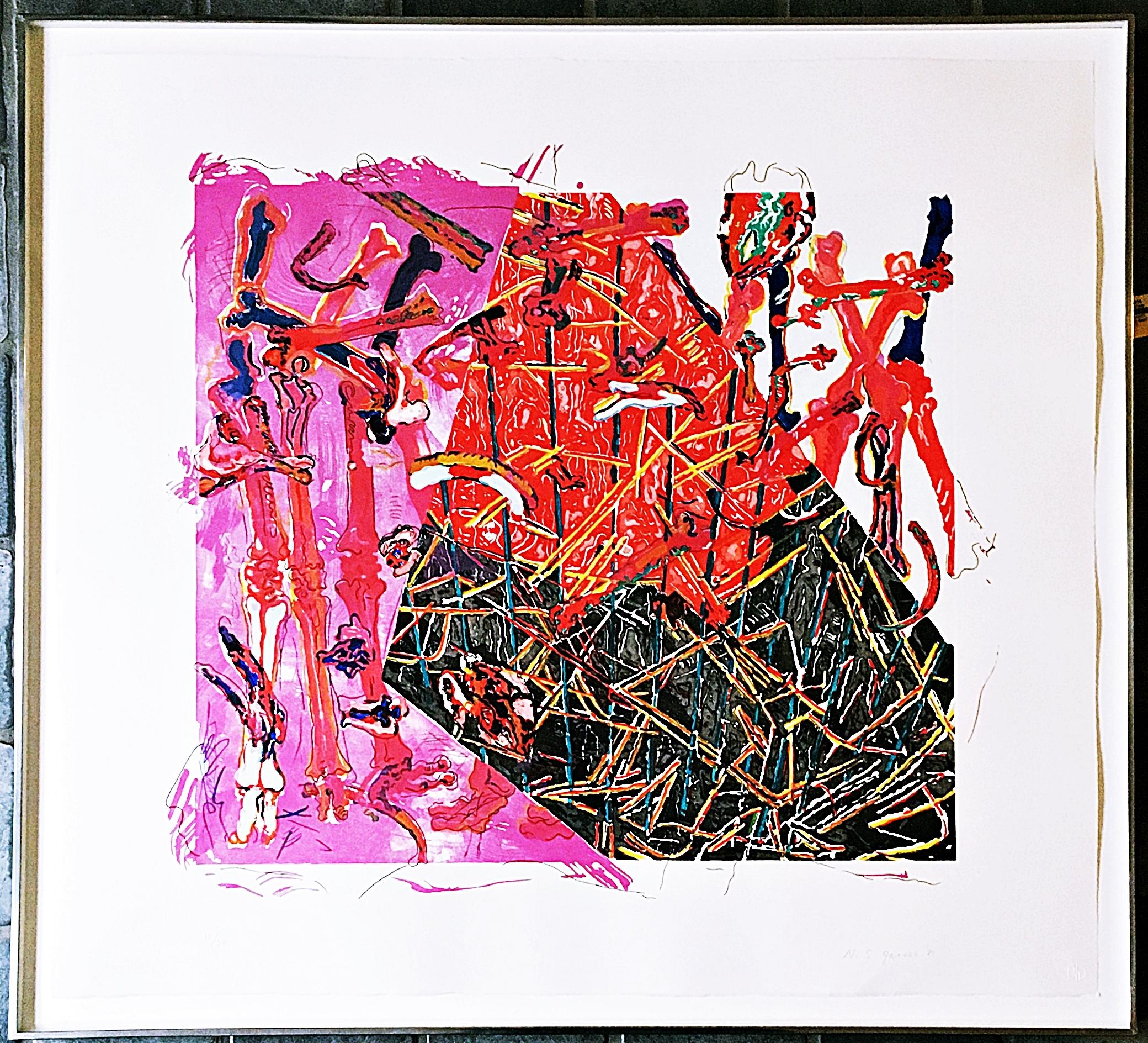 Calibrate, 16 color Etching/Aquatint/Engraving/Lithograph, Signed 12/30, Framed - Print by Nancy Graves