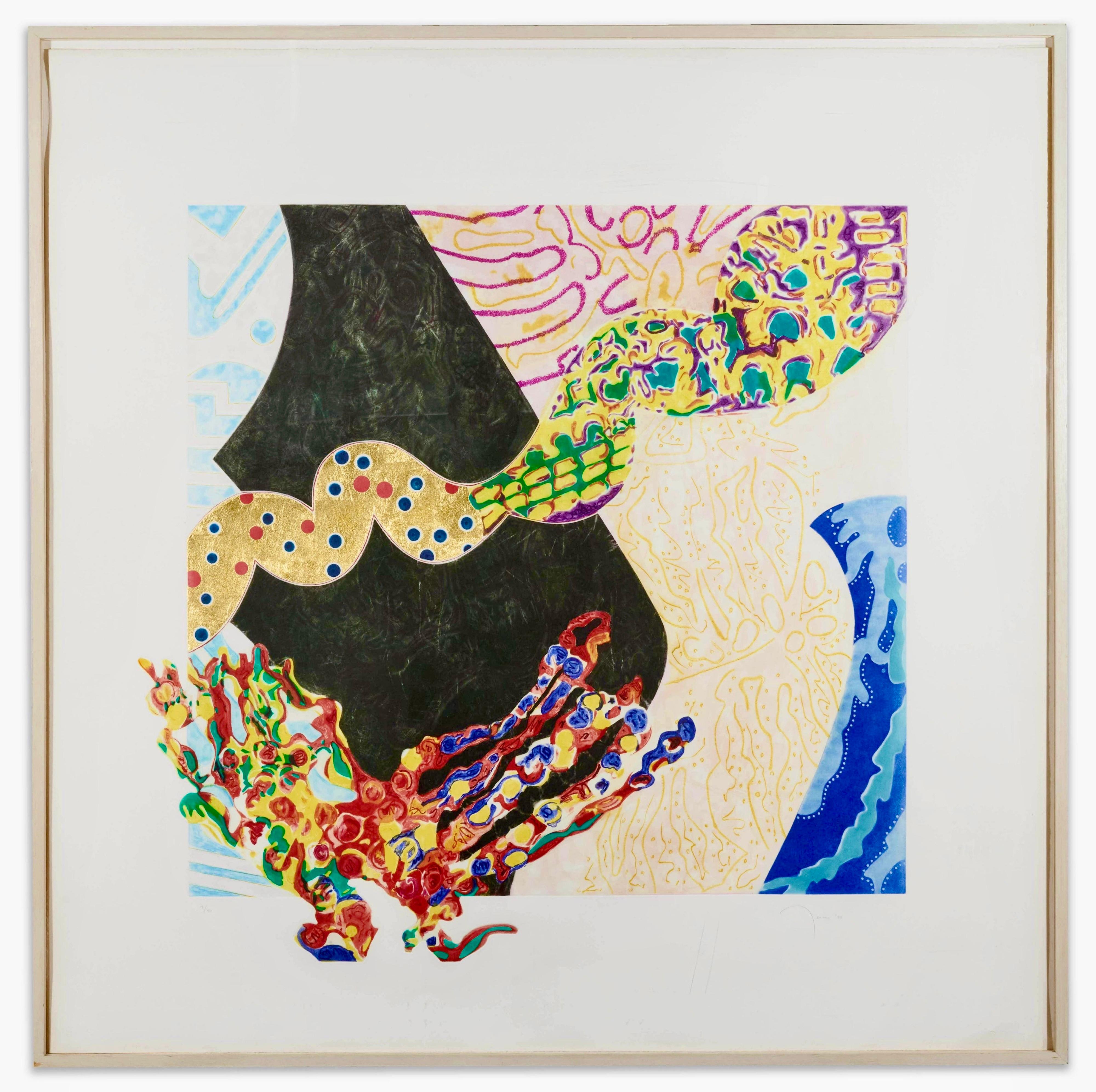 Large Nancy Graves Color Aquatint Drypoint Etching Screenprint Metallic Gold For Sale 1