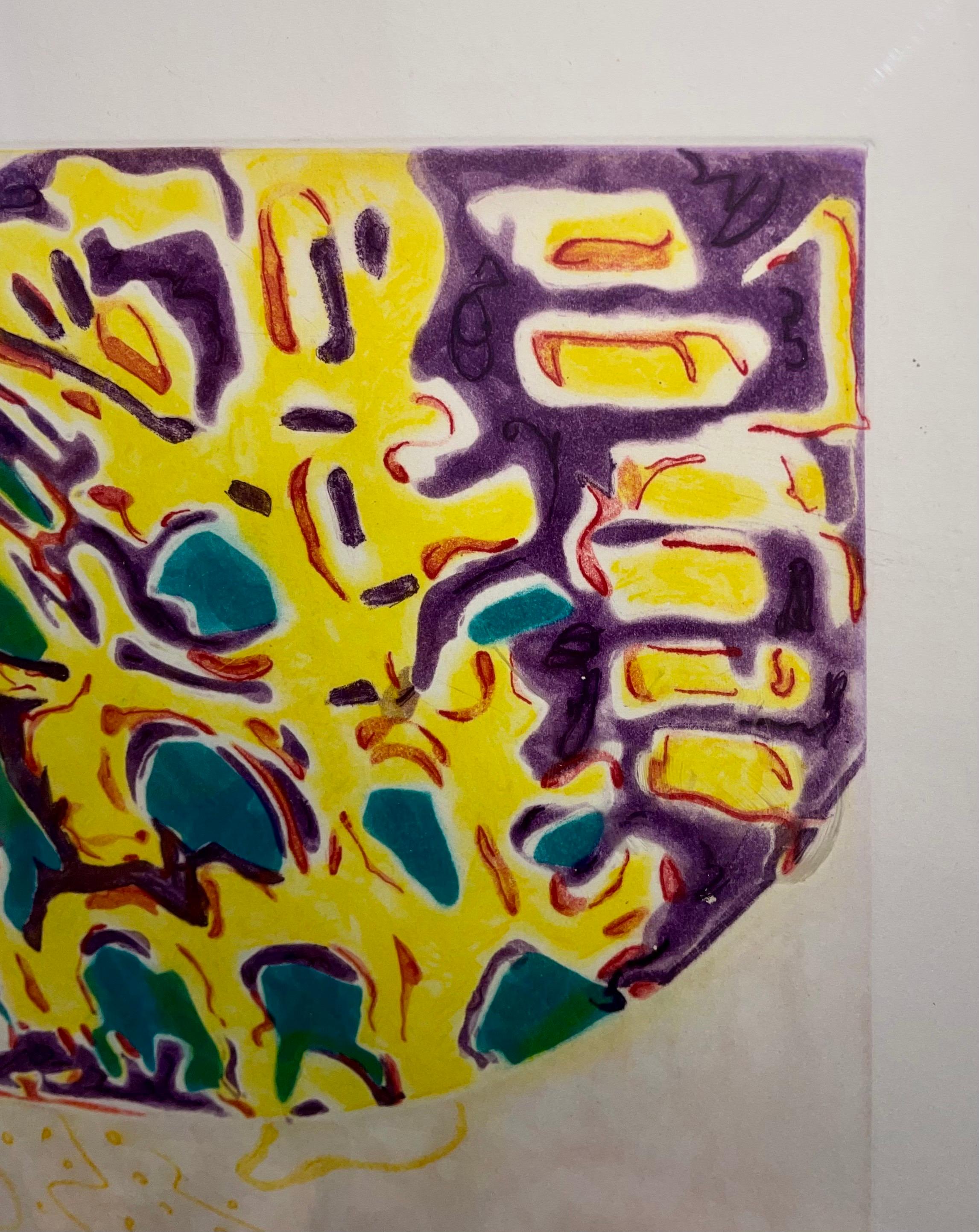 Large Nancy Graves Color Aquatint Drypoint Etching Screenprint Metallic Gold For Sale 7