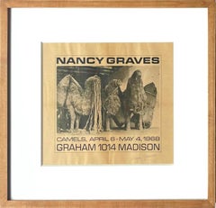 Nancy Graves - Original Graham Gallery invite, hand signed by sculptor Nancy Graves, Framed Original Graham Gallery invite, hand signed by sculptor Nancy Graves, Framed