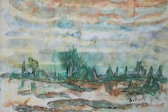 NANCY HERFST - Expressionist Watercolor Painting - Signed - Canada - Circa 1977