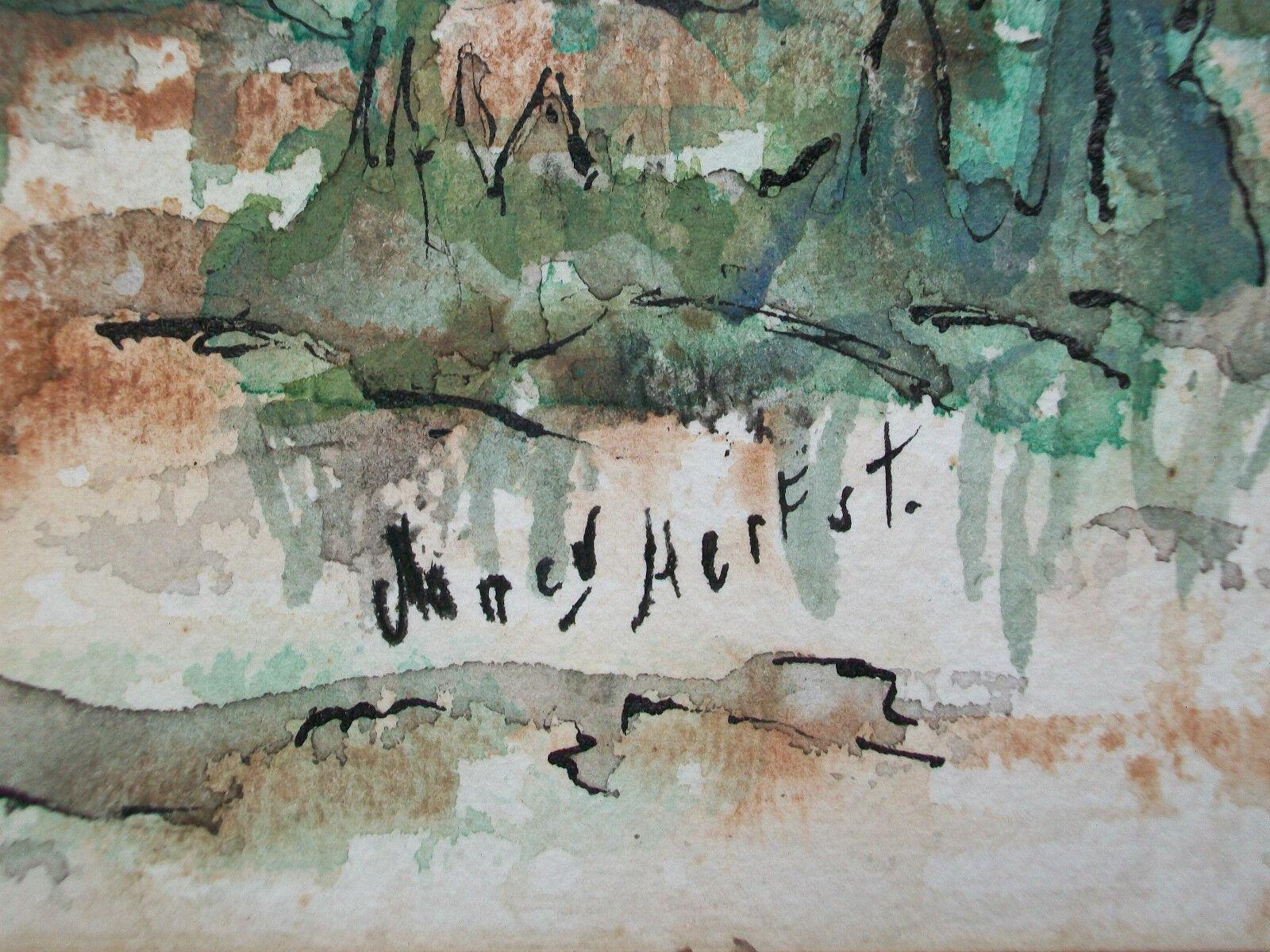 NANCY HERFST – Expressionistisches Aquarellgemälde – signiert – Kanada – um 1977 (Expressionismus) im Angebot