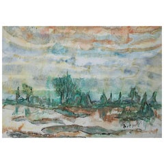 NANCY HERFST – Expressionistisches Aquarellgemälde – signiert – Kanada – um 1977