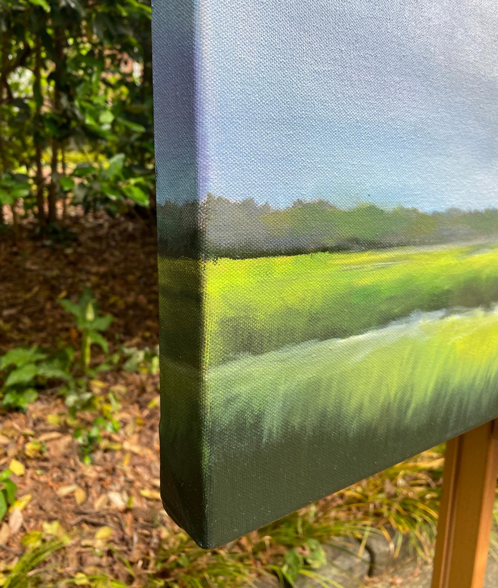 Horizon Marsh Clouds II, Pittura a olio - Painting di Nancy Hughes Miller