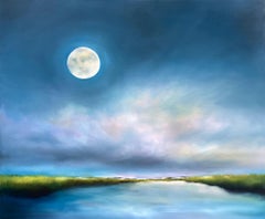 Inlet Marsh Moon, Oil Painting