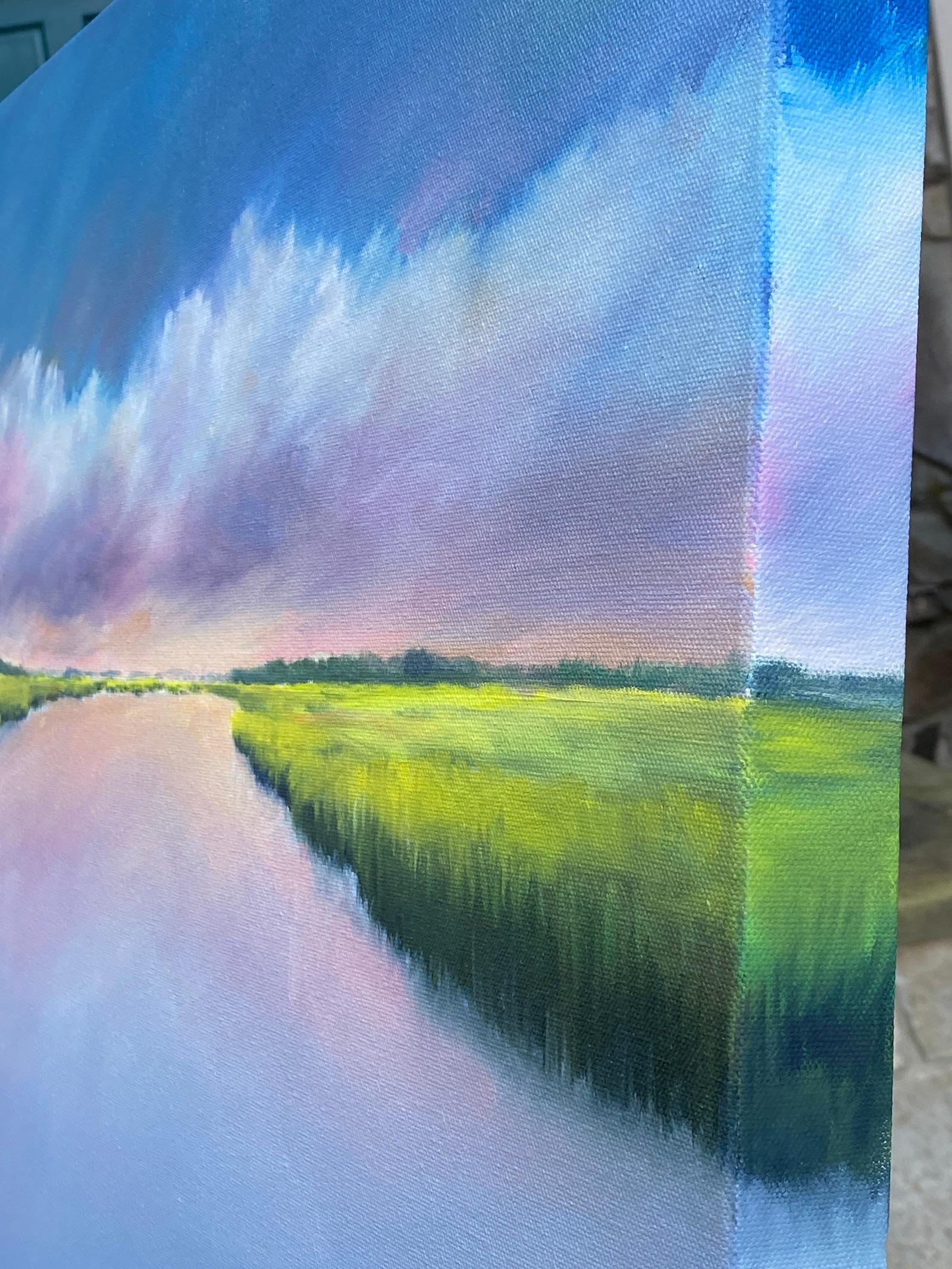 Wolken auf dem Marsh Creek, Ölgemälde – Painting von Nancy Hughes Miller