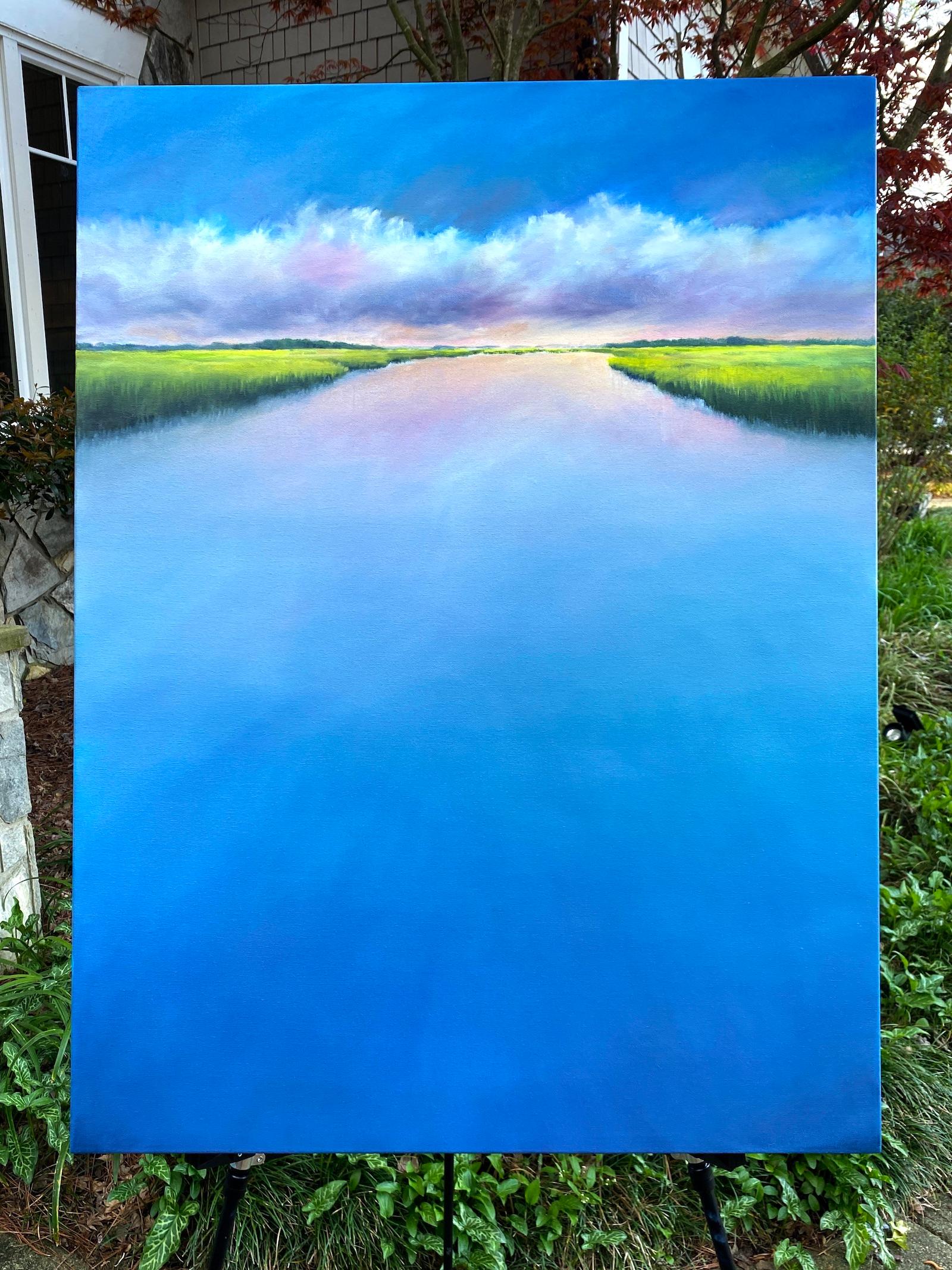 Wolken auf dem Marsh Creek, Ölgemälde (Realismus), Painting, von Nancy Hughes Miller