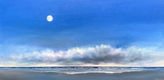 Nuages de plage au clair de lune, peinture à l'huile