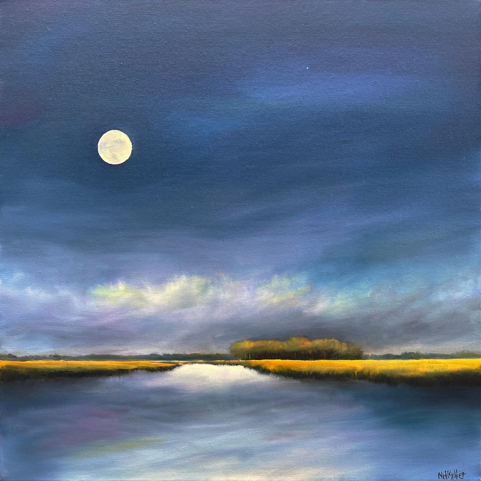 Moonlight Marsh, Oil Painting