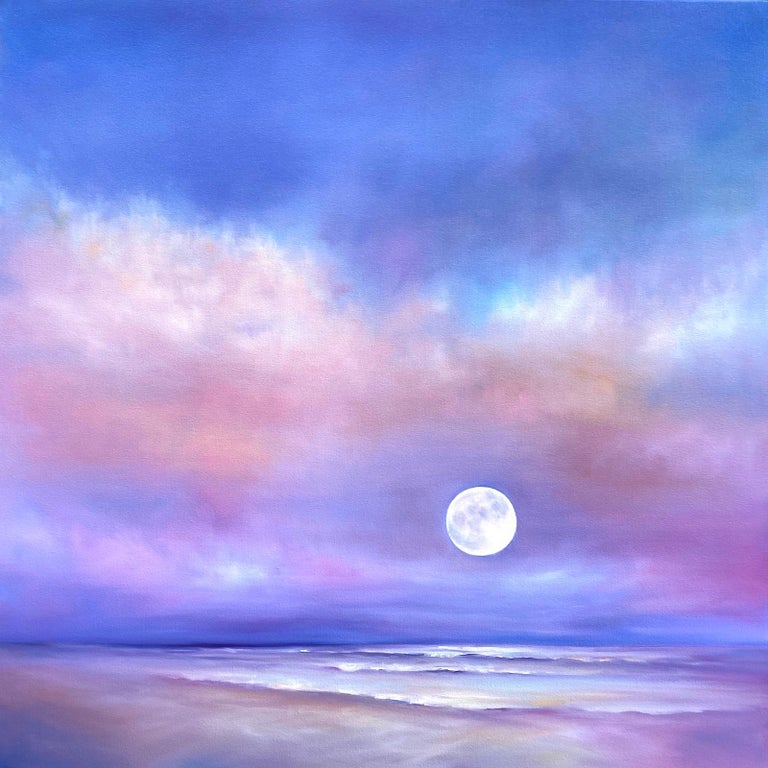 Nancy Hughes Miller Moonrise Beach Oil Painting At 1stdibs