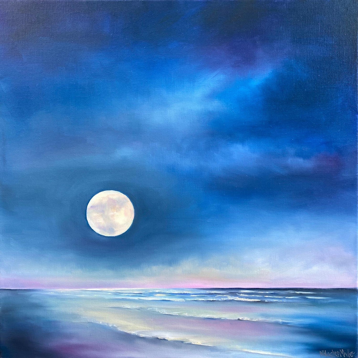 Nancy Hughes Miller Moonrise Ocean Oil Painting For Sale At 1stdibs