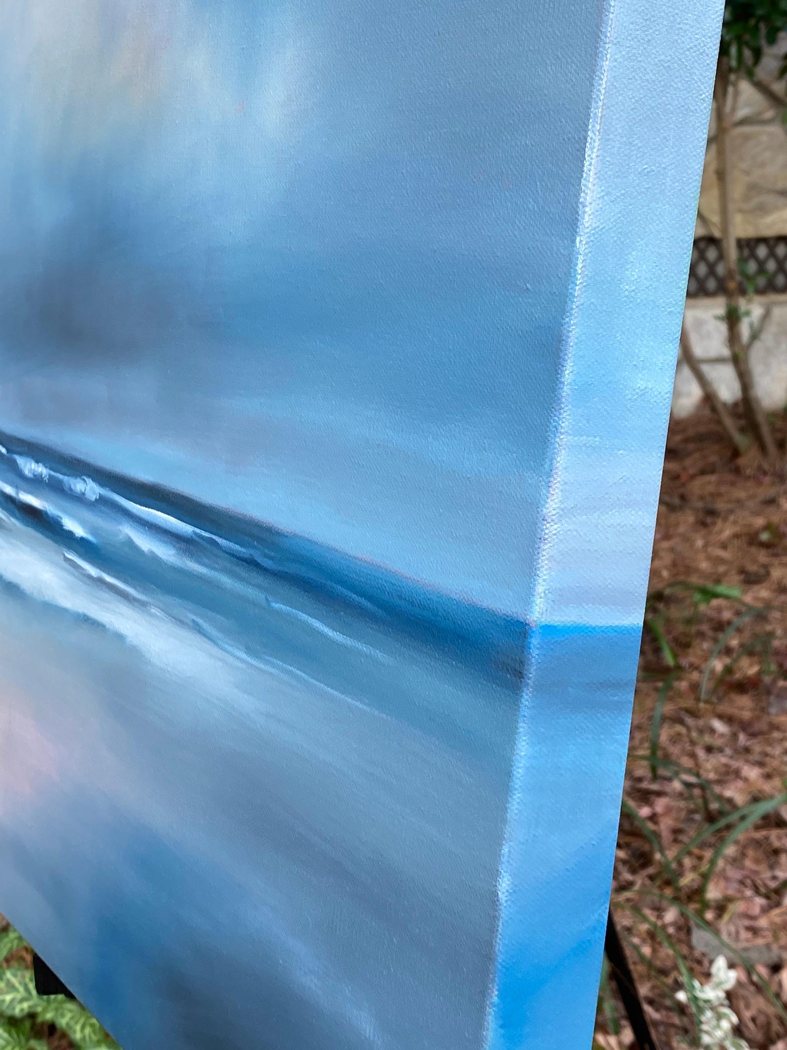 Oceanside Blue, peinture à l'huile - Réalisme américain Art par Nancy Hughes Miller