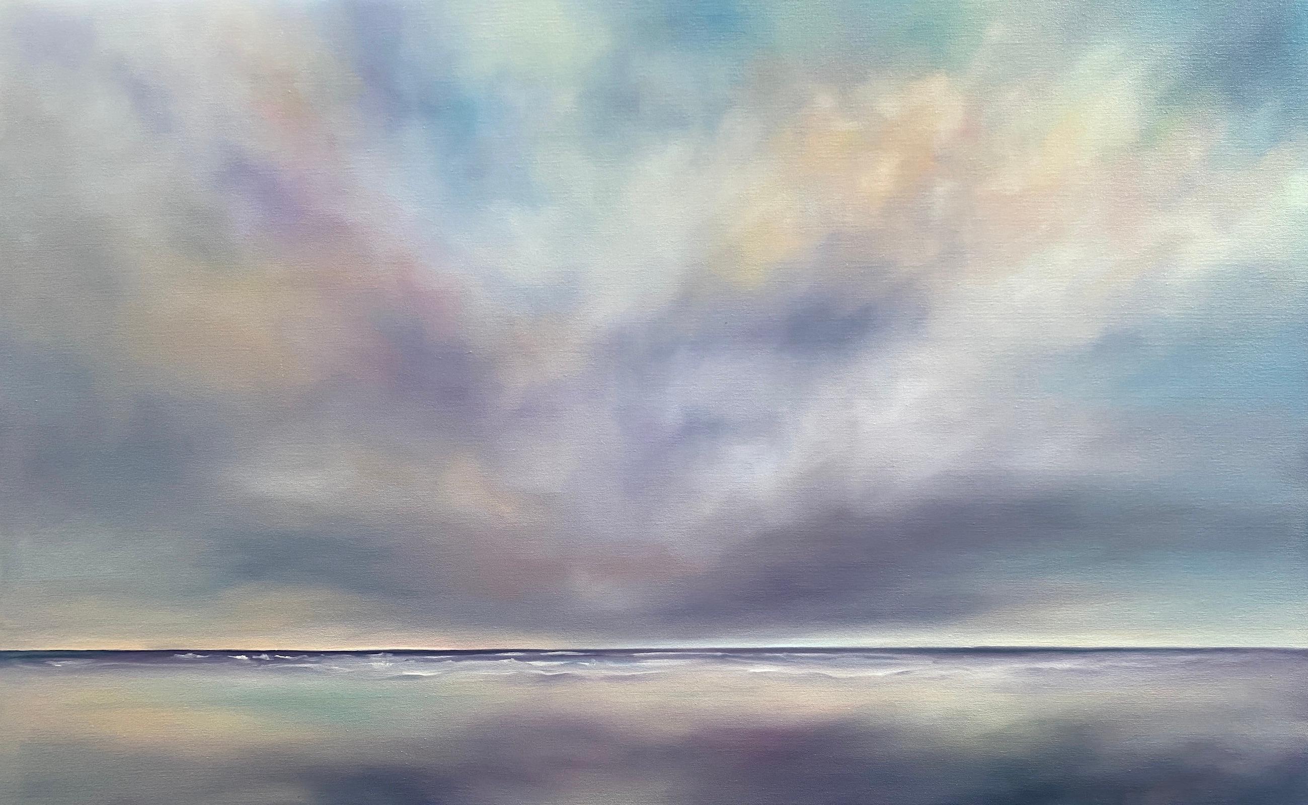 Paysage nuageux Shoreline, peinture à l'huile