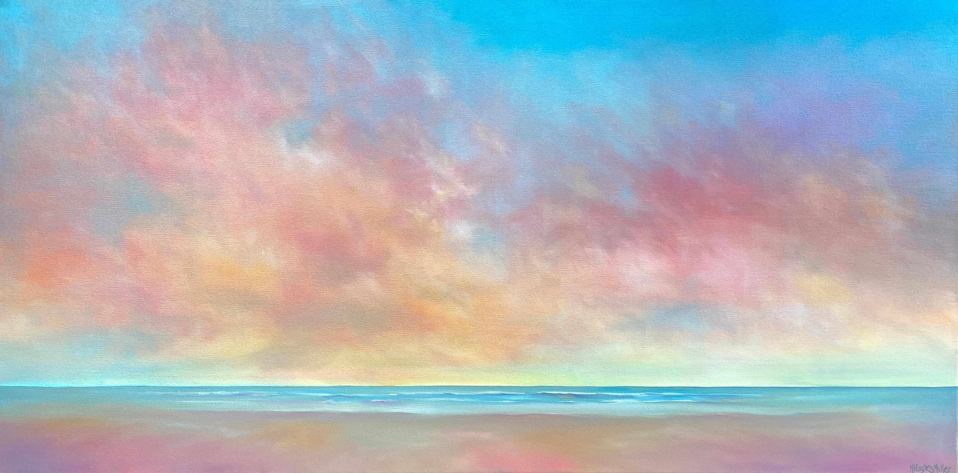 Nancy Hughes Miller Landscape Painting - Sunset Sky Beach, Oil Painting