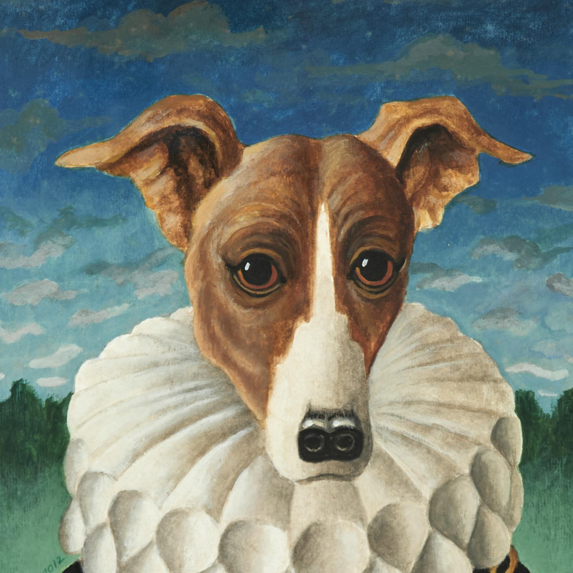 Satz von sechs Gemälden von Hunden in menschlicher Kleidung von Nancy Jolly im Angebot 11