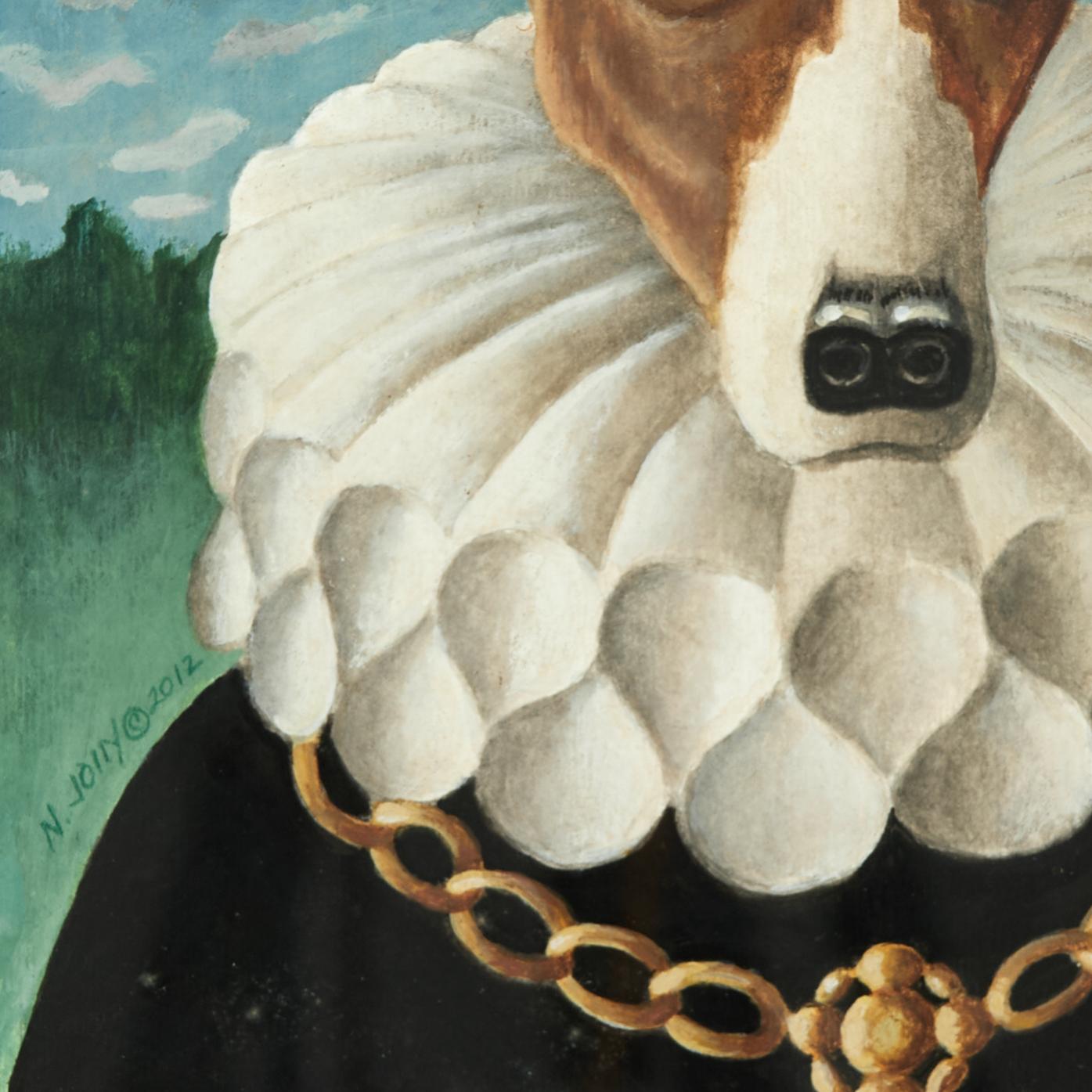 Satz von sechs Gemälden von Hunden in menschlicher Kleidung von Nancy Jolly im Angebot 12