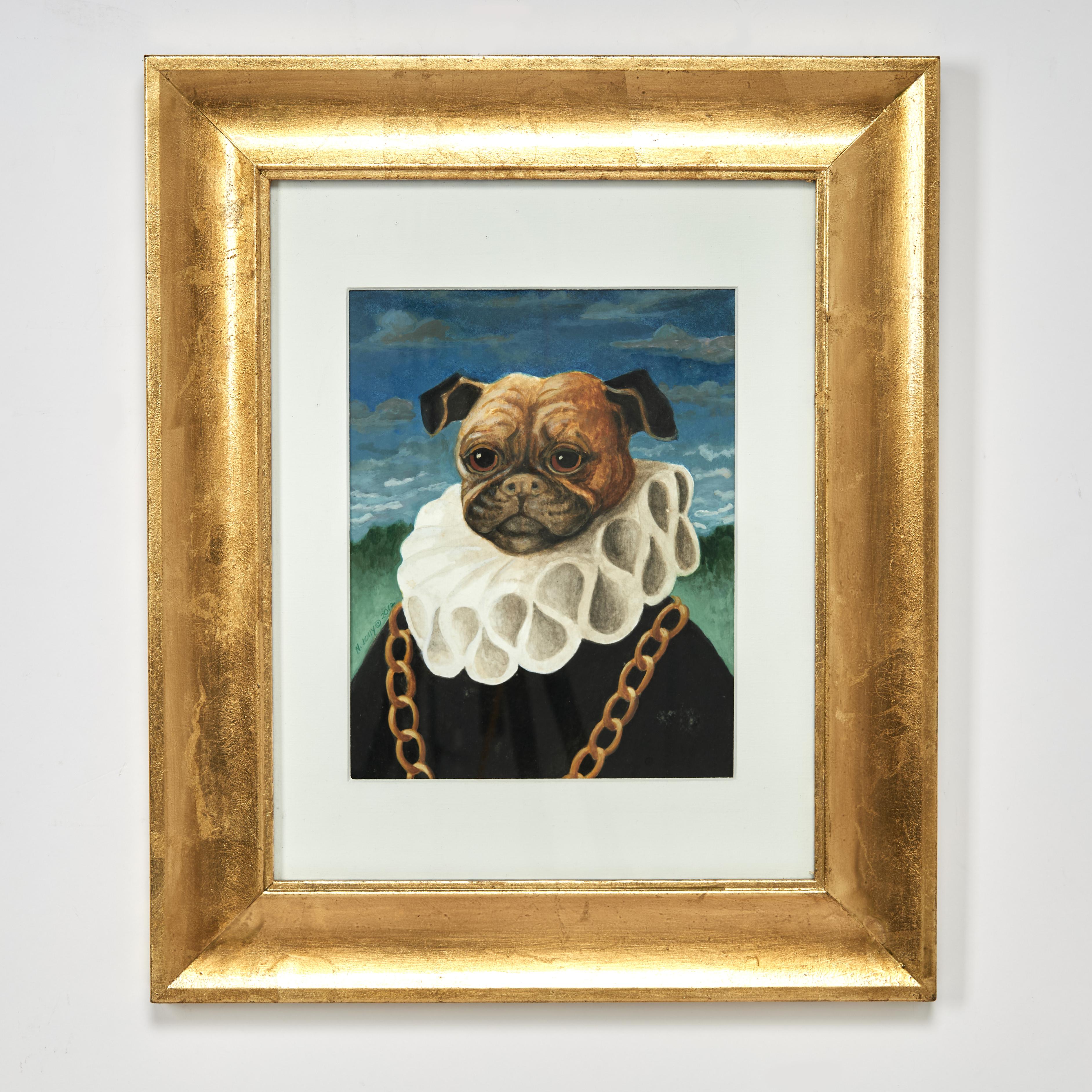 Satz von sechs Gemälden von Hunden in menschlicher Kleidung von Nancy Jolly im Angebot 13