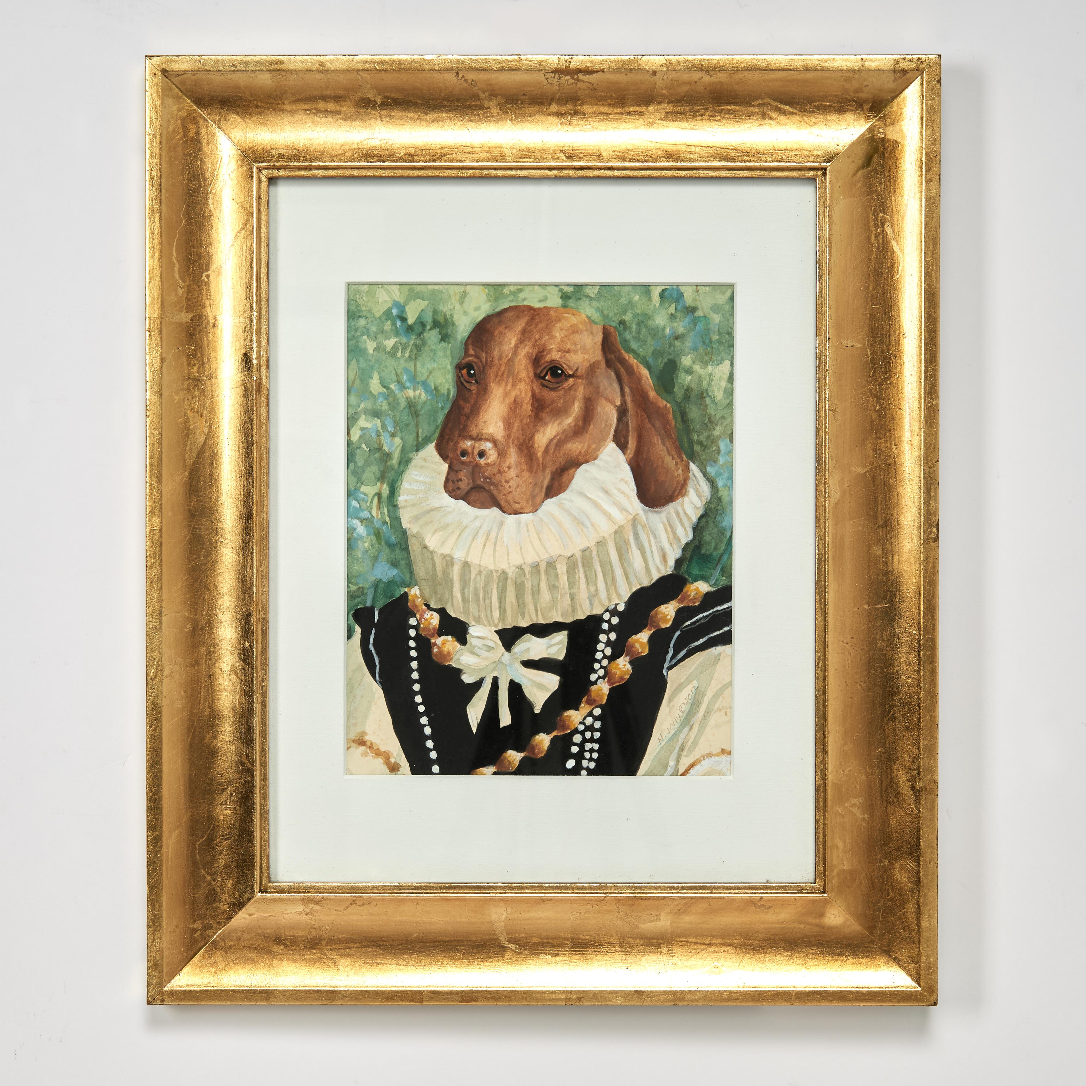 Satz von sechs Gemälden von Hunden in menschlicher Kleidung von Nancy Jolly im Angebot 16