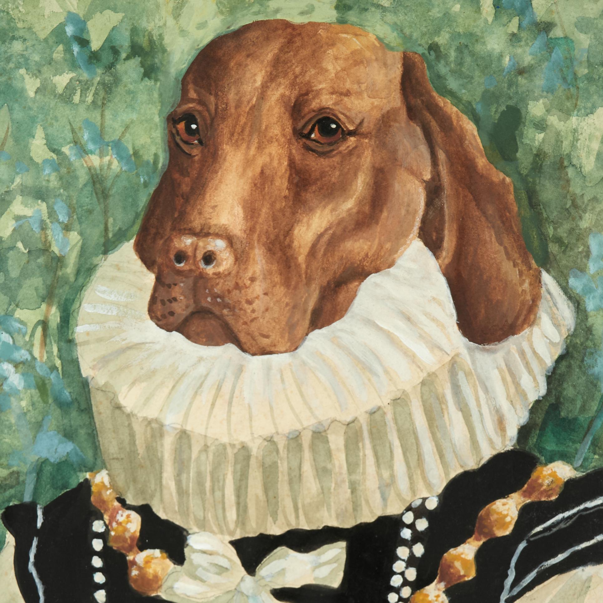 Satz von sechs Gemälden von Hunden in menschlicher Kleidung von Nancy Jolly im Angebot 17