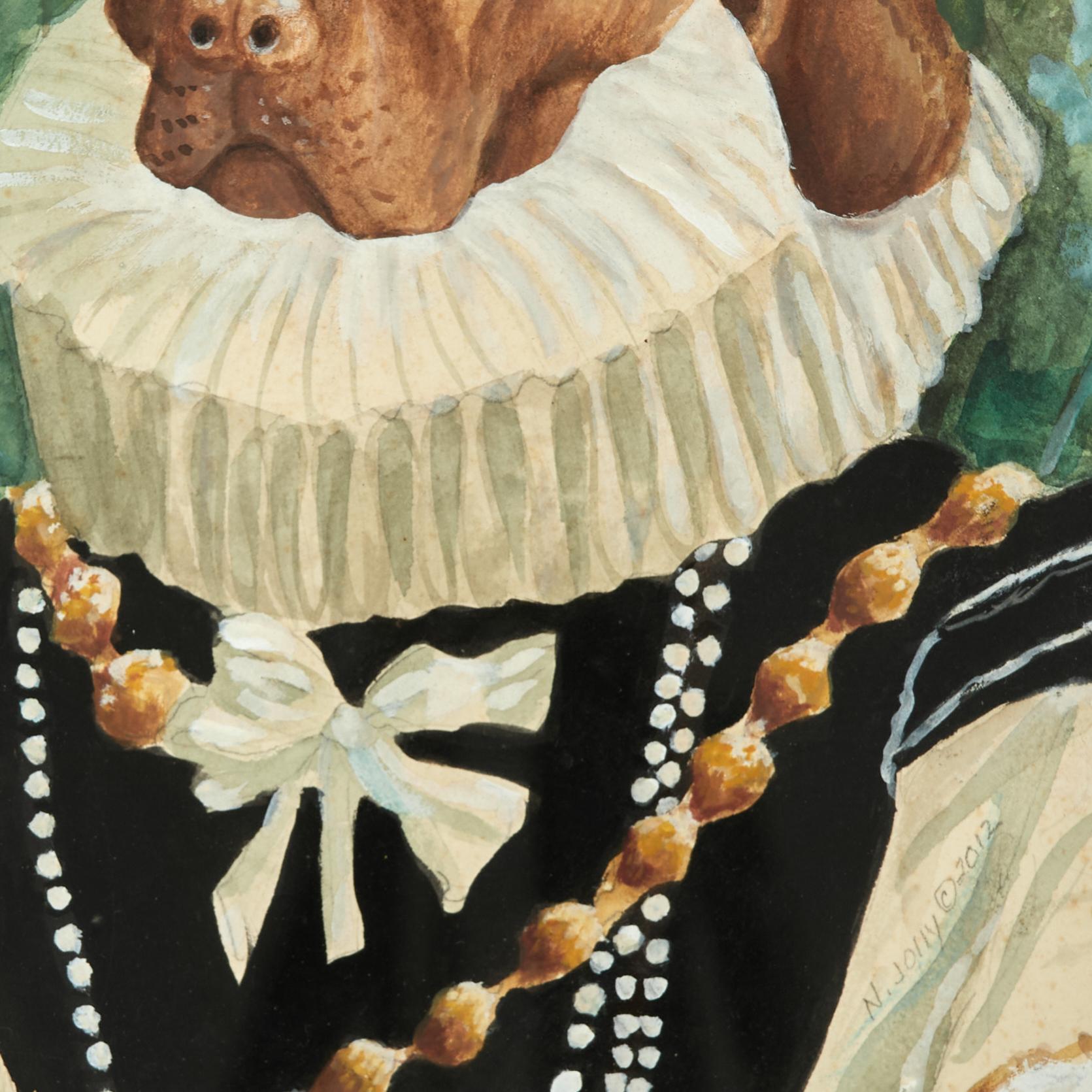 Satz von sechs Gemälden von Hunden in menschlicher Kleidung von Nancy Jolly im Angebot 18