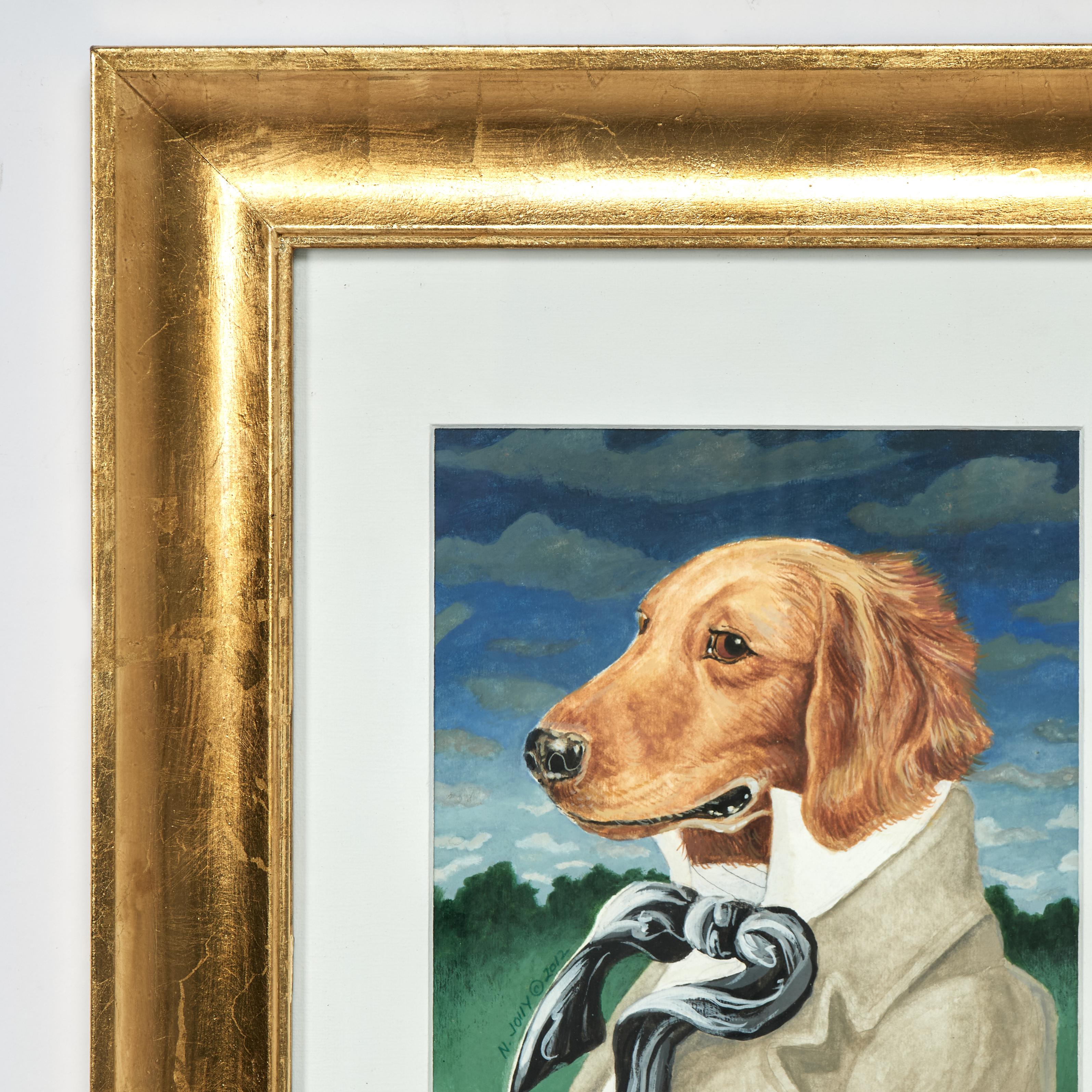 Satz von sechs Gemälden von Hunden in menschlicher Kleidung von Nancy Jolly im Angebot 2