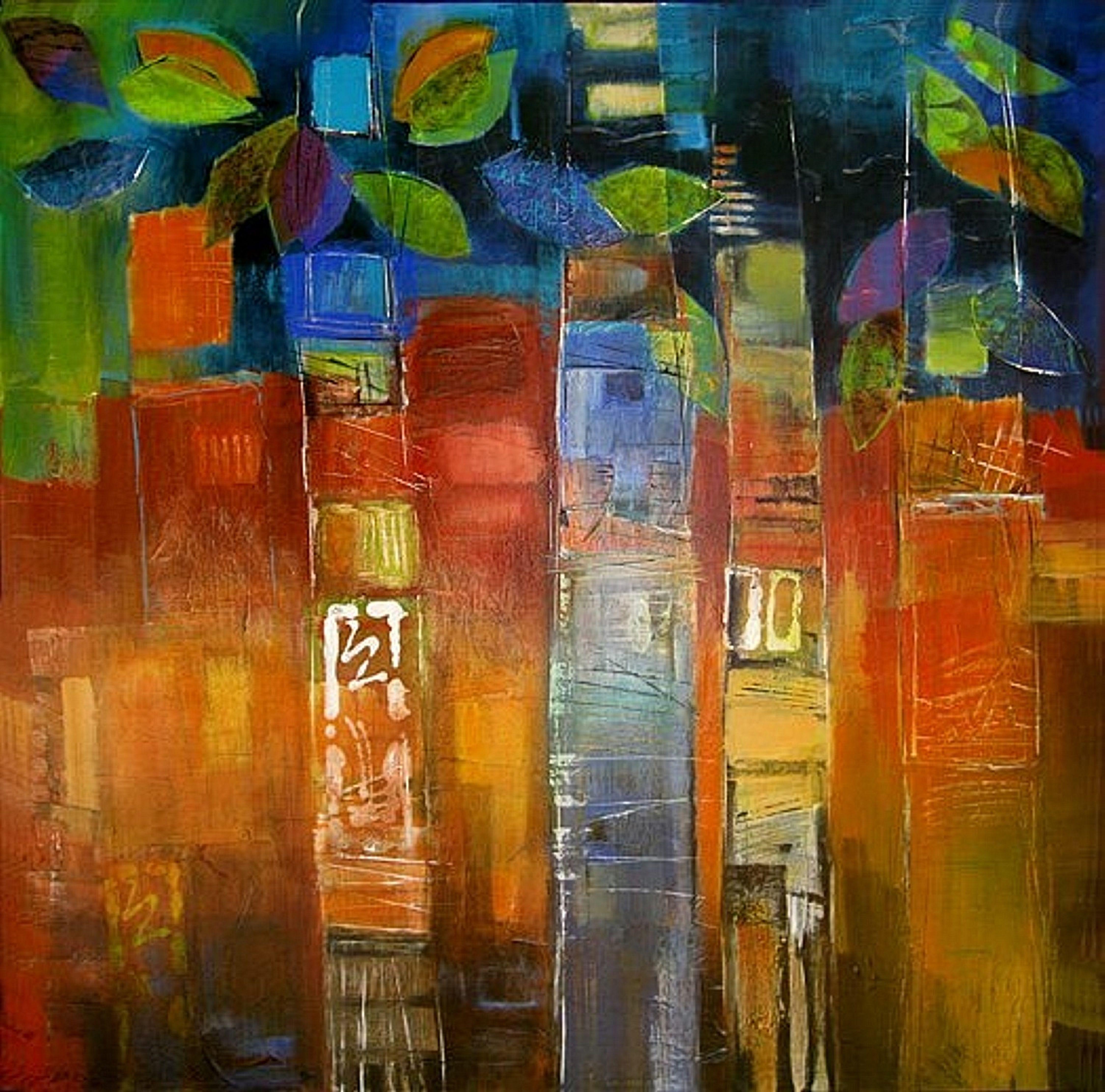 Abstract Painting di Nancy Kramp - Betulla, Pittura, Acrilico su tela