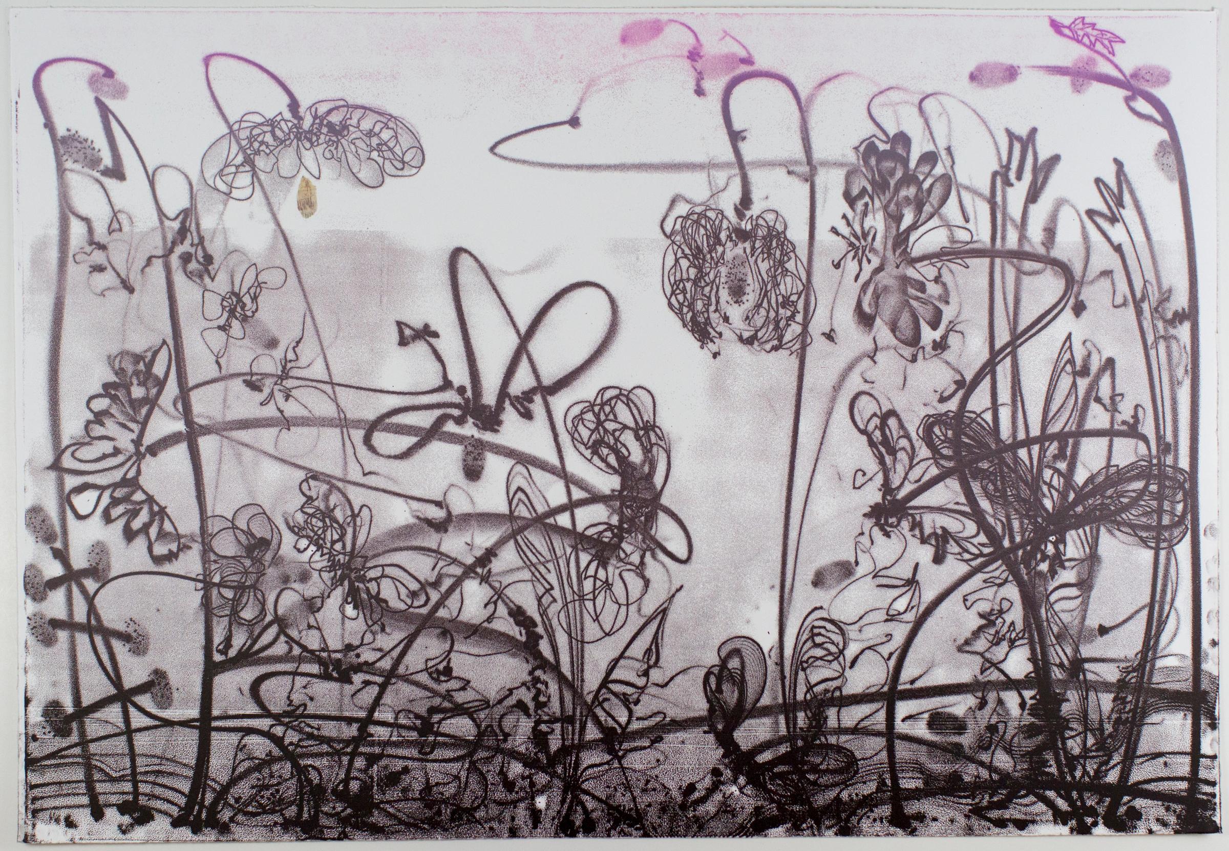 Nancy Lasar Landscape Print - Reaching Raspberry