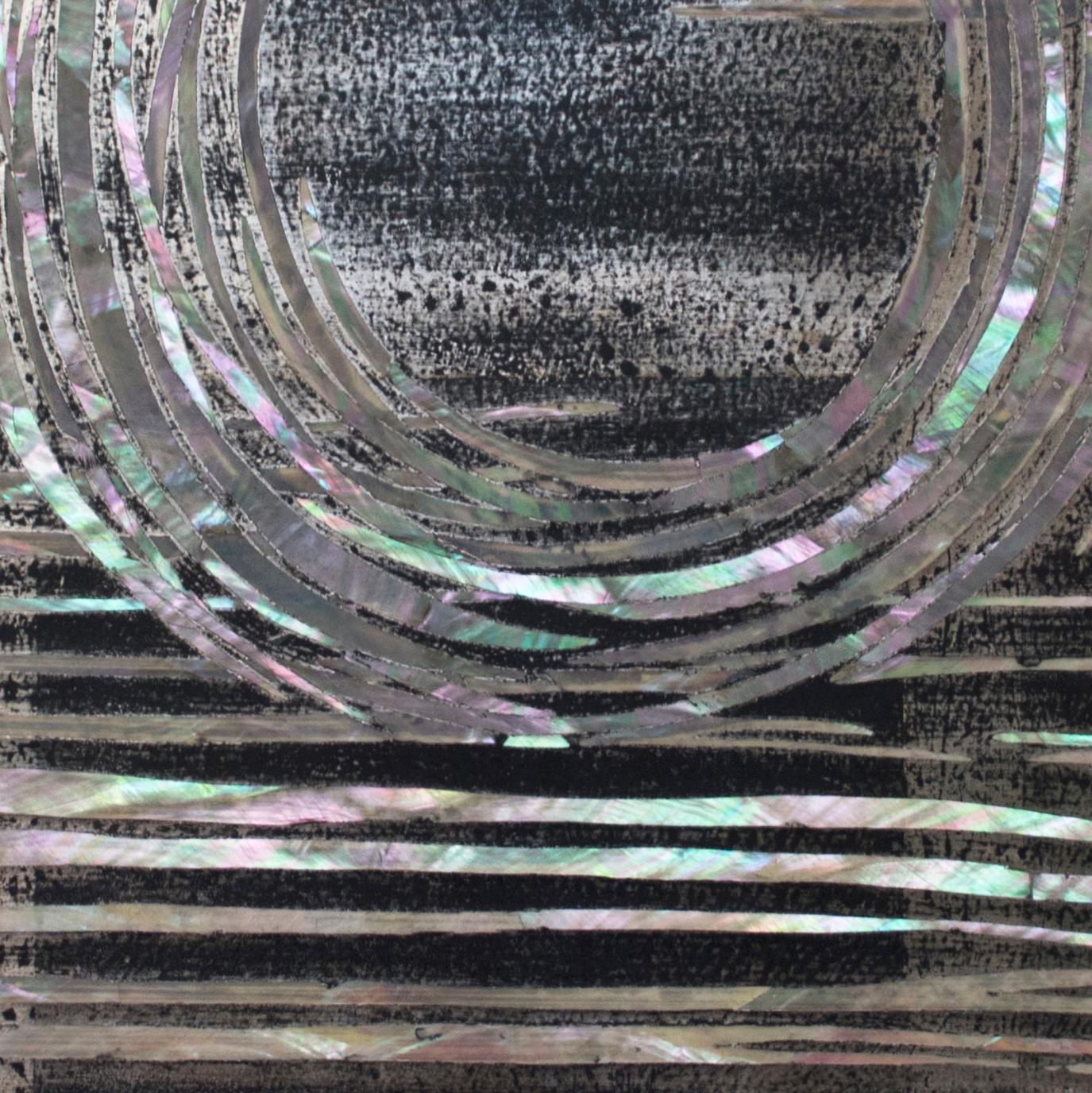 Moon Study - Gray Abstract Painting by Nancy Lorenz