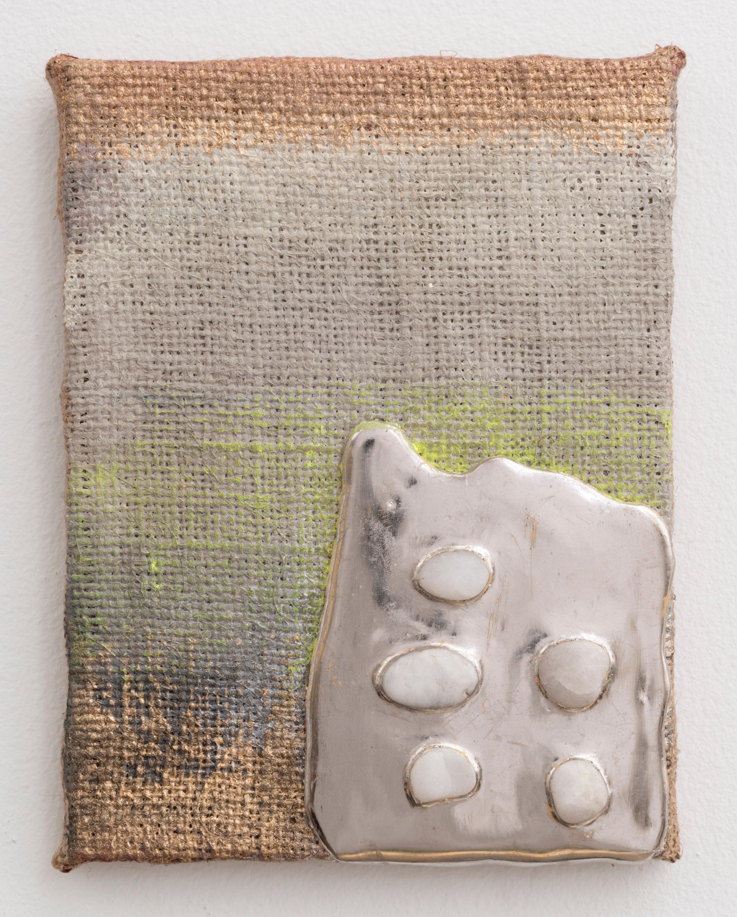 Palladium Pigment Stones Burlap - Mixed Media Art by Nancy Lorenz
