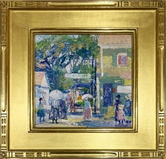 Market Day, American Impressionist Street Scene by "Philadelphia Ten" Painter 