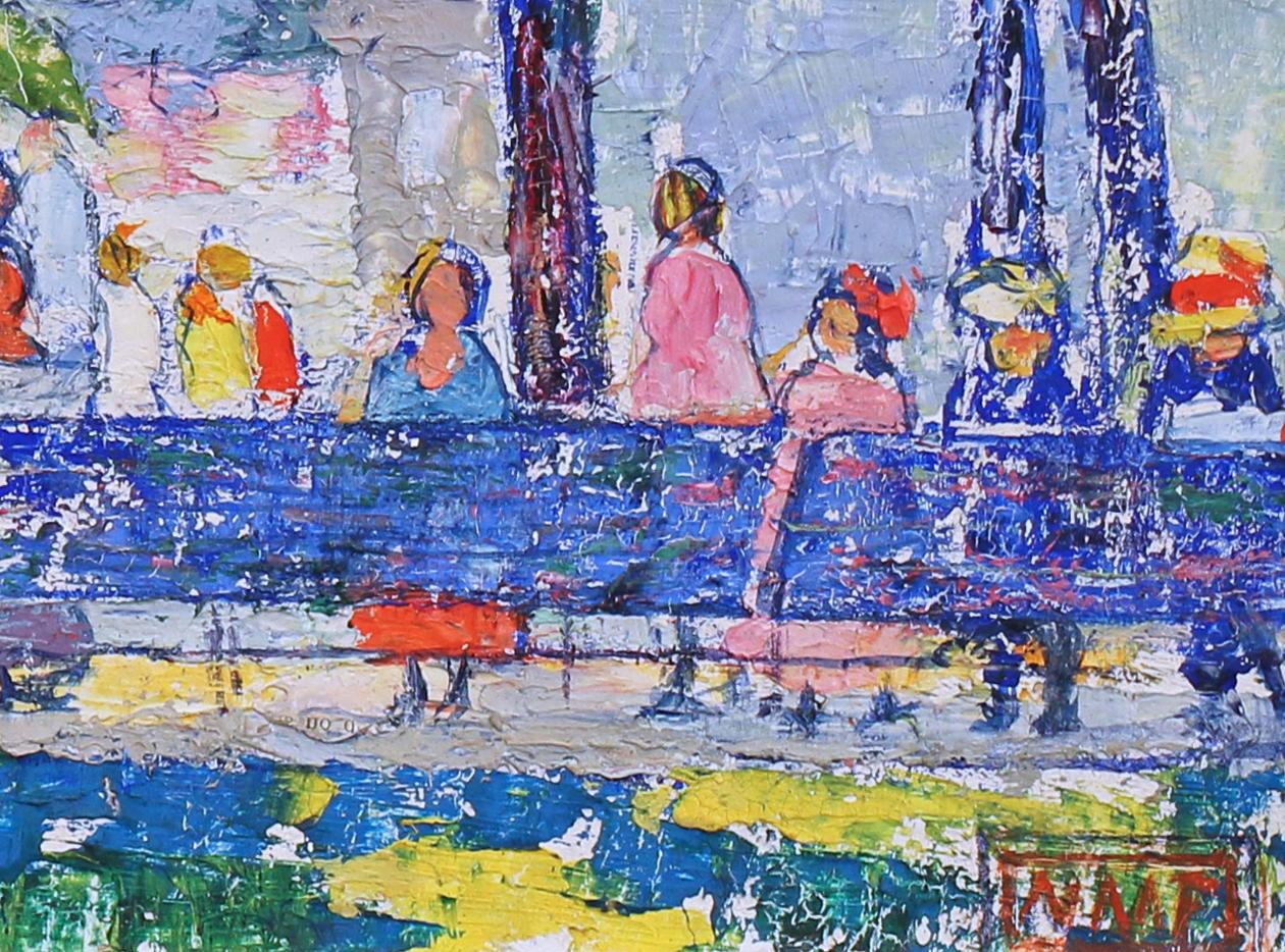 Parkbnke, amerikanische impressionistische Stadtlandschaft des Malers Philadelphia Ten (Amerikanischer Impressionismus), Painting, von Nancy Maybin Ferguson