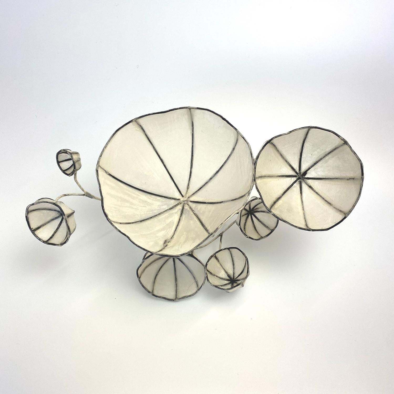 Tazze "B" - Scultura astratta da parete in carta giapponese e ottone