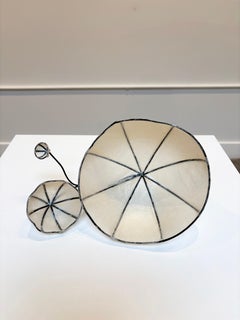 Cups "C" - Japanese Paper and Brass, Abstract Wall Sculpture