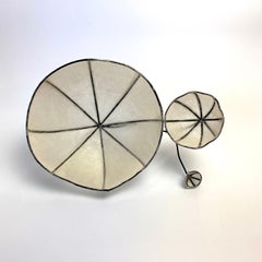 Cups "C" - Japanese Paper and Brass, Abstract Wall Sculpture