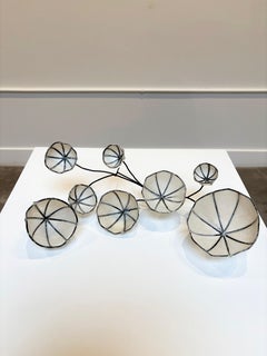 Cups "E" -  Japanese Paper and Brass, Abstract Wall Sculpture