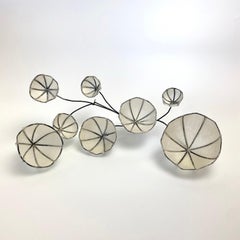 Cups "E" -  Japanese Paper and Brass, Abstract Wall Sculpture