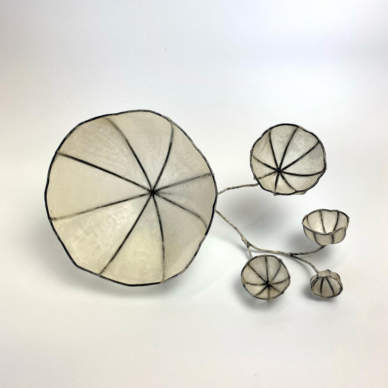 Tazze "F" - Scultura da parete astratta in carta giapponese e ottone