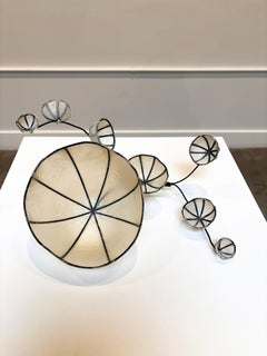 Cups "G" - Japanese Paper and Brass, Abstract Wall Sculpture